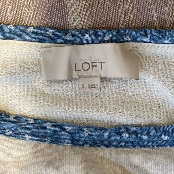 LOFT Layered Chambray Ivory Sweatshirt - Picture 3 of 4